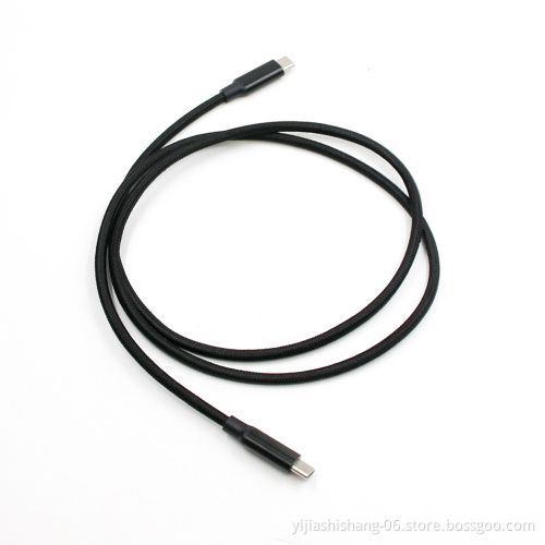 Yijiashishang 2020 Black Color Nylon Braided Type C to Type C Usb Charger Cable